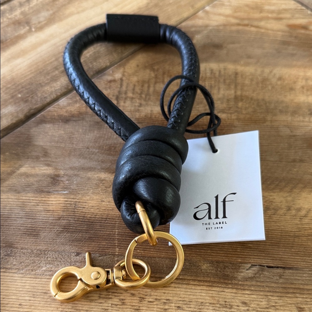 Alf the label - black  Leather Key Holder with Gold Hardware